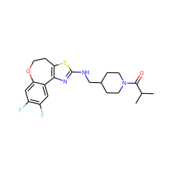 CC(C)C(=O)N1CCC(CNc2nc3c(s2)CCOc2cc(F)c(F)cc2-3)CC1 ZINC000026496183