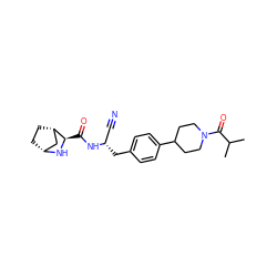 CC(C)C(=O)N1CCC(c2ccc(C[C@@H](C#N)NC(=O)[C@H]3N[C@@H]4CC[C@H]3C4)cc2)CC1 ZINC000221947202