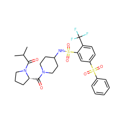 CC(C)C(=O)N1CCC[C@H]1C(=O)N1CCC(NS(=O)(=O)c2cc(S(=O)(=O)c3ccccc3)ccc2C(F)(F)F)CC1 ZINC000042807021