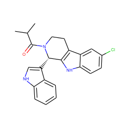 CC(C)C(=O)N1CCc2c([nH]c3ccc(Cl)cc23)[C@@H]1c1c[nH]c2ccccc12 ZINC000049808233