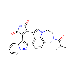 CC(C)C(=O)N1CCn2cc(C3=C(C4=CN=[N+]5C=CC=C[C@@H]45)C(=O)NC3=O)c3cccc(c32)C1 ZINC000028119699