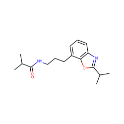 CC(C)C(=O)NCCCc1cccc2nc(C(C)C)oc12 ZINC000027212803