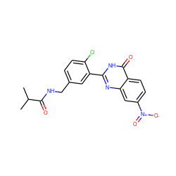 CC(C)C(=O)NCc1ccc(Cl)c(-c2nc3cc([N+](=O)[O-])ccc3c(=O)[nH]2)c1 ZINC000299835061