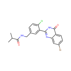 CC(C)C(=O)NCc1ccc(Cl)c(-c2nc3cc(Br)ccc3c(=O)[nH]2)c1 ZINC000299837845