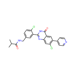 CC(C)C(=O)NCc1ccc(Cl)c(-c2nc3cc(Cl)c(-c4ccncc4)cc3c(=O)[nH]2)c1 ZINC000299833121