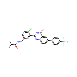 CC(C)C(=O)NCc1ccc(Cl)c(-c2nc3ccc(-c4ccc(C(F)(F)F)cc4)cc3c(=O)[nH]2)c1 ZINC000299836259