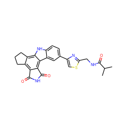 CC(C)C(=O)NCc1nc(-c2ccc3[nH]c4c5c(c6c(c4c3c2)C(=O)NC6=O)CCC5)cs1 ZINC000028897125