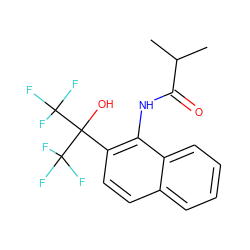 CC(C)C(=O)Nc1c(C(O)(C(F)(F)F)C(F)(F)F)ccc2ccccc12 ZINC000013489785