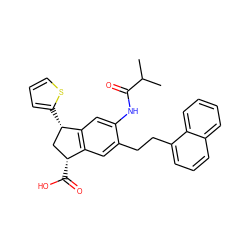 CC(C)C(=O)Nc1cc2c(cc1CCc1cccc3ccccc13)[C@H](C(=O)O)C[C@@H]2c1cccs1 ZINC000013679504