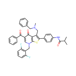 CC(C)C(=O)Nc1ccc(-c2sc3c(c2CN(C)Cc2ccccc2)c(=O)c(C(=O)c2ccccc2)cn3Cc2c(F)cccc2F)cc1 ZINC000049938046