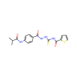 CC(C)C(=O)Nc1ccc(C(=O)NNC(=S)NC(=O)c2cccs2)cc1 ZINC000002872155