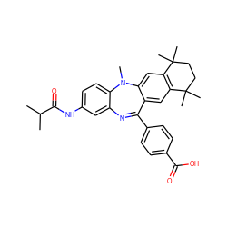 CC(C)C(=O)Nc1ccc2c(c1)N=C(c1ccc(C(=O)O)cc1)c1cc3c(cc1N2C)C(C)(C)CCC3(C)C ZINC000028824044