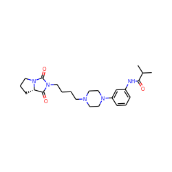 CC(C)C(=O)Nc1cccc(N2CCN(CCCCN3C(=O)[C@@H]4CCCN4C3=O)CC2)c1 ZINC000013861489