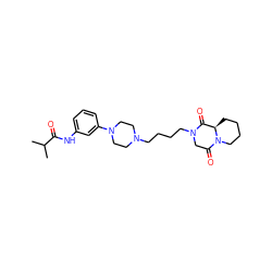 CC(C)C(=O)Nc1cccc(N2CCN(CCCCN3CC(=O)N4CCCC[C@@H]4C3=O)CC2)c1 ZINC000013861507