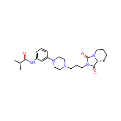 CC(C)C(=O)Nc1cccc(N2CCN(CCCN3C(=O)[C@H]4CCCCN4C3=O)CC2)c1 ZINC000004396454