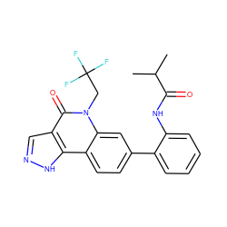 CC(C)C(=O)Nc1ccccc1-c1ccc2c3[nH]ncc3c(=O)n(CC(F)(F)F)c2c1 ZINC000205038641