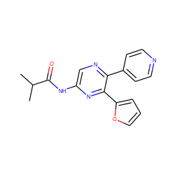 CC(C)C(=O)Nc1cnc(-c2ccncc2)c(-c2ccco2)n1 ZINC000035000657