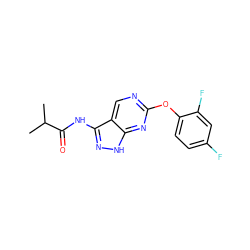 CC(C)C(=O)Nc1n[nH]c2nc(Oc3ccc(F)cc3F)ncc12 ZINC000071340964