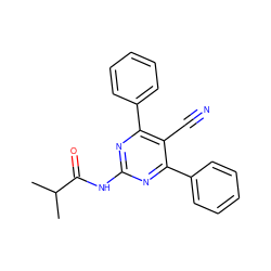 CC(C)C(=O)Nc1nc(-c2ccccc2)c(C#N)c(-c2ccccc2)n1 ZINC000029064275