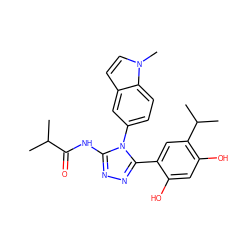 CC(C)C(=O)Nc1nnc(-c2cc(C(C)C)c(O)cc2O)n1-c1ccc2c(ccn2C)c1 ZINC000115808621