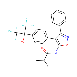 CC(C)C(=O)Nc1onc(-c2ccccc2)c1-c1ccc(C(O)(C(F)(F)F)C(F)(F)F)cc1 ZINC000028569308