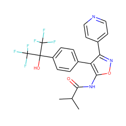 CC(C)C(=O)Nc1onc(-c2ccncc2)c1-c1ccc(C(O)(C(F)(F)F)C(F)(F)F)cc1 ZINC000028569406