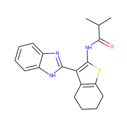 CC(C)C(=O)Nc1sc2c(c1-c1nc3ccccc3[nH]1)CCCC2 ZINC000017484891