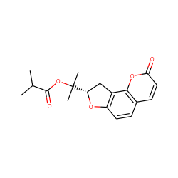 CC(C)C(=O)OC(C)(C)[C@@H]1Cc2c(ccc3ccc(=O)oc23)O1 ZINC000013480084