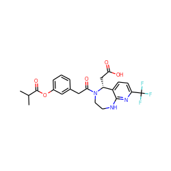 CC(C)C(=O)Oc1cccc(CC(=O)N2CCNc3nc(C(F)(F)F)ccc3[C@H]2CC(=O)O)c1 ZINC000299837730