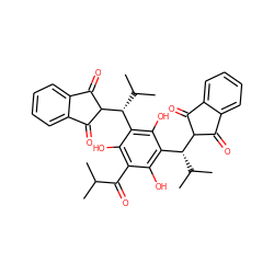 CC(C)C(=O)c1c(O)c([C@@H](C(C)C)C2C(=O)c3ccccc3C2=O)c(O)c([C@@H](C(C)C)C2C(=O)c3ccccc3C2=O)c1O ZINC000144972439