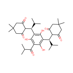 CC(C)C(=O)c1c(O)c([C@H](C(C)C)C2C(=O)CC(C)(C)CC2=O)c(O)c([C@H](C(C)C)C2C(=O)CC(C)(C)CC2=O)c1O ZINC000197965292