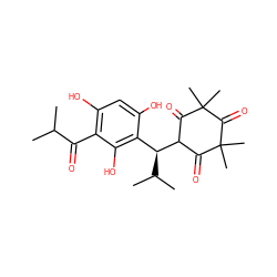 CC(C)C(=O)c1c(O)cc(O)c([C@H](C(C)C)C2C(=O)C(C)(C)C(=O)C(C)(C)C2=O)c1O ZINC000100066667