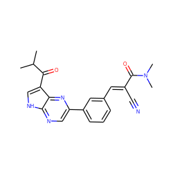 CC(C)C(=O)c1c[nH]c2ncc(-c3cccc(/C=C(\C#N)C(=O)N(C)C)c3)nc12 ZINC000149003304