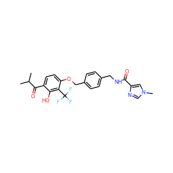 CC(C)C(=O)c1ccc(OCc2ccc(CNC(=O)c3cn(C)cn3)cc2)c(C(F)(F)F)c1O ZINC000068198441