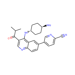 CC(C)C(=O)c1cnc2ccc(-c3ccc(C#N)nc3)cc2c1N[C@H]1CC[C@H](N)CC1 ZINC000473194968