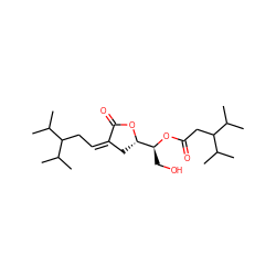 CC(C)C(C/C=C1/C[C@@H]([C@H](CO)OC(=O)CC(C(C)C)C(C)C)OC1=O)C(C)C ZINC000013812918