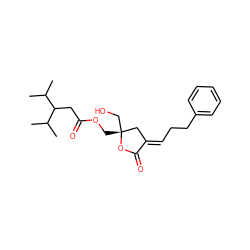 CC(C)C(CC(=O)OC[C@@]1(CO)C/C(=C\CCc2ccccc2)C(=O)O1)C(C)C ZINC000013704202