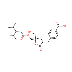 CC(C)C(CC(=O)OC[C@@]1(CO)C/C(=C\c2ccc(C(=O)O)cc2)C(=O)O1)C(C)C ZINC000169345959