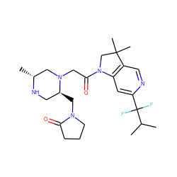 CC(C)C(F)(F)c1cc2c(cn1)C(C)(C)CN2C(=O)CN1C[C@@H](C)NC[C@@H]1CN1CCCC1=O ZINC000219021533