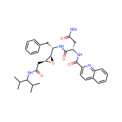 CC(C)C(NC(=O)C[C@@H]1O[C@@H]1[C@H](Cc1ccccc1)NC(=O)[C@H](CC(N)=O)NC(=O)c1ccc2ccccc2n1)C(C)C ZINC000026577963