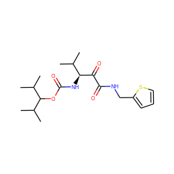 CC(C)C(OC(=O)N[C@H](C(=O)C(=O)NCc1cccs1)C(C)C)C(C)C ZINC000013559103