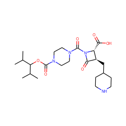 CC(C)C(OC(=O)N1CCN(C(=O)N2C(=O)[C@H](CC3CCNCC3)[C@H]2C(=O)O)CC1)C(C)C ZINC000026376179