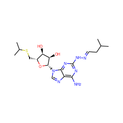 CC(C)C/C=N/Nc1nc(N)c2ncn([C@@H]3O[C@H](CSC(C)C)[C@@H](O)[C@H]3O)c2n1 ZINC000013472031