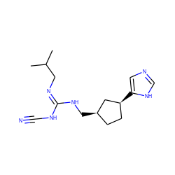 CC(C)C/N=C(/NC#N)NC[C@@H]1CC[C@H](c2cnc[nH]2)C1 ZINC000653905733