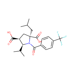 CC(C)C[C@@]1(C(=O)O)C[C@H](C(=O)O)[C@H](C(C)C)N1C(=O)c1ccc(C(F)(F)F)cc1 ZINC000028127455