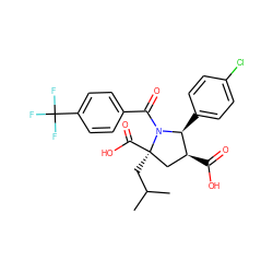 CC(C)C[C@@]1(C(=O)O)C[C@H](C(=O)O)[C@H](c2ccc(Cl)cc2)N1C(=O)c1ccc(C(F)(F)F)cc1 ZINC000028345082