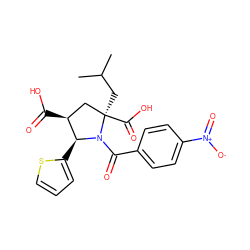 CC(C)C[C@@]1(C(=O)O)C[C@H](C(=O)O)[C@H](c2cccs2)N1C(=O)c1ccc([N+](=O)[O-])cc1 ZINC000028130194