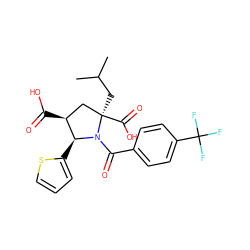 CC(C)C[C@@]1(C(=O)O)C[C@H](C(=O)O)[C@H](c2cccs2)N1C(=O)c1ccc(C(F)(F)F)cc1 ZINC000016052233