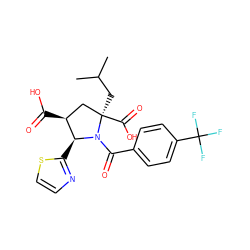 CC(C)C[C@@]1(C(=O)O)C[C@H](C(=O)O)[C@H](c2nccs2)N1C(=O)c1ccc(C(F)(F)F)cc1 ZINC000028330863