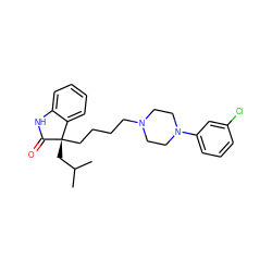 CC(C)C[C@@]1(CCCCN2CCN(c3cccc(Cl)c3)CC2)C(=O)Nc2ccccc21 ZINC000029052535